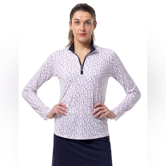 SanSoleil Tops - SanSoleil SolCool UPF-50 wine glasses golf sweater size Small